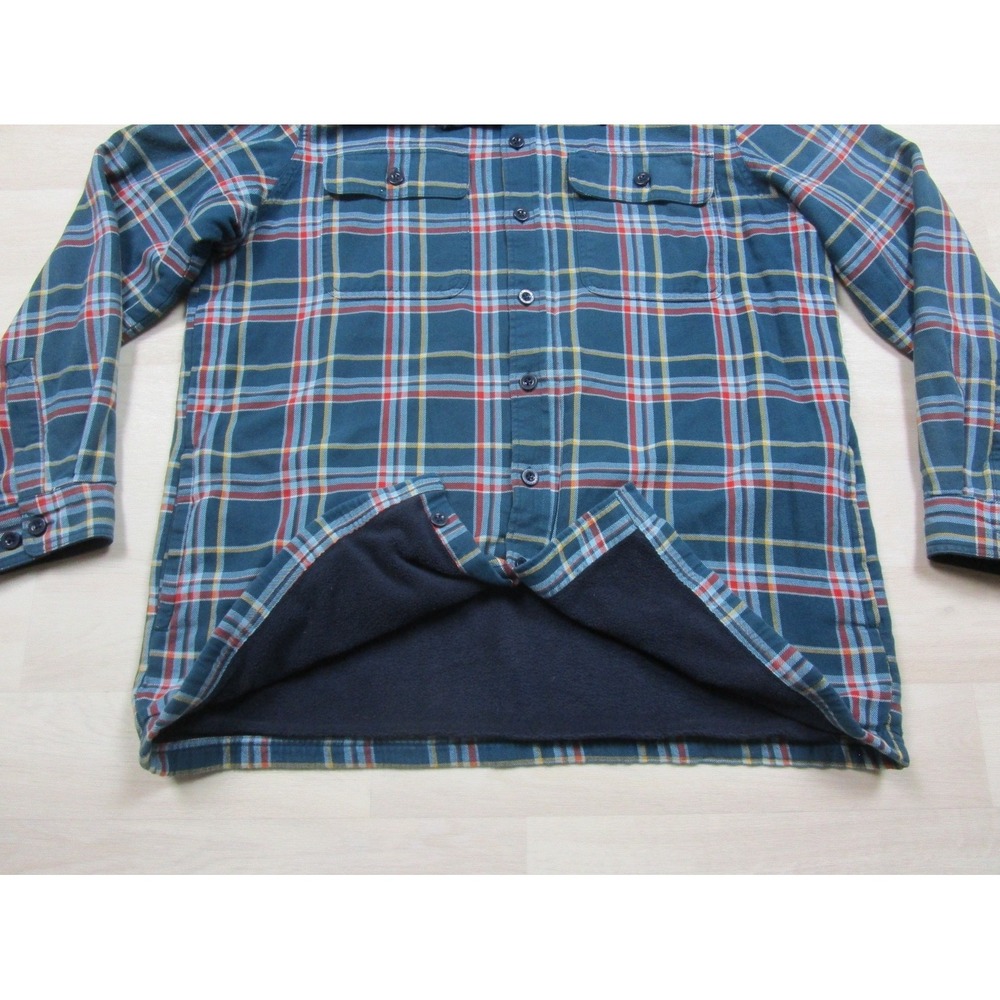 Vintage Y2K LL Bean Fleece Lined Flannel Full Zip Hoodie Mens (L) Plaid Workwear - Picture 6 of 11